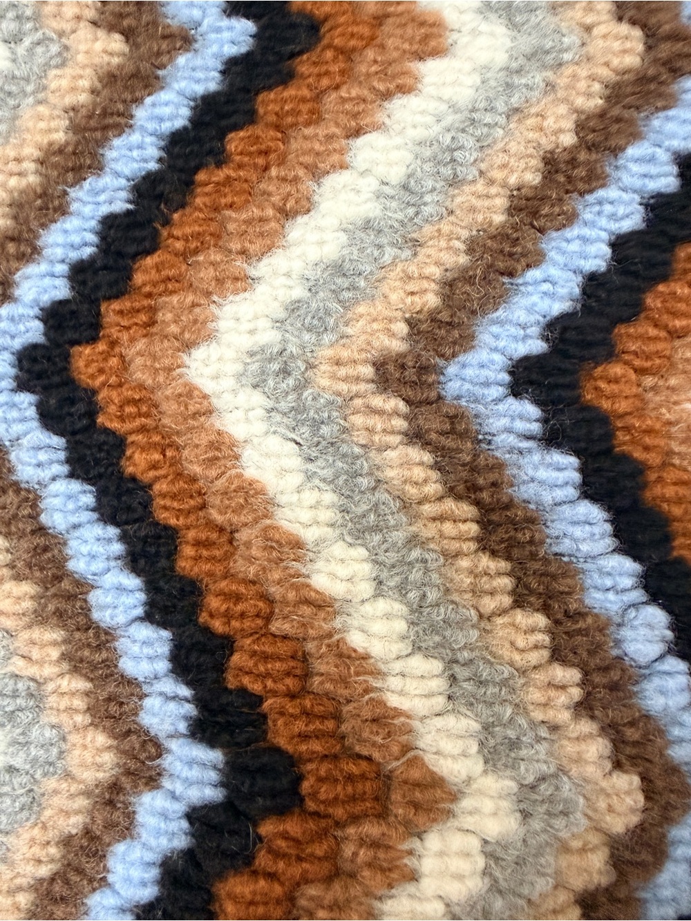 Astrid Patterned Zigzag Knit Duster Coatigan in Brown & Blue - Picture 6 of 7
